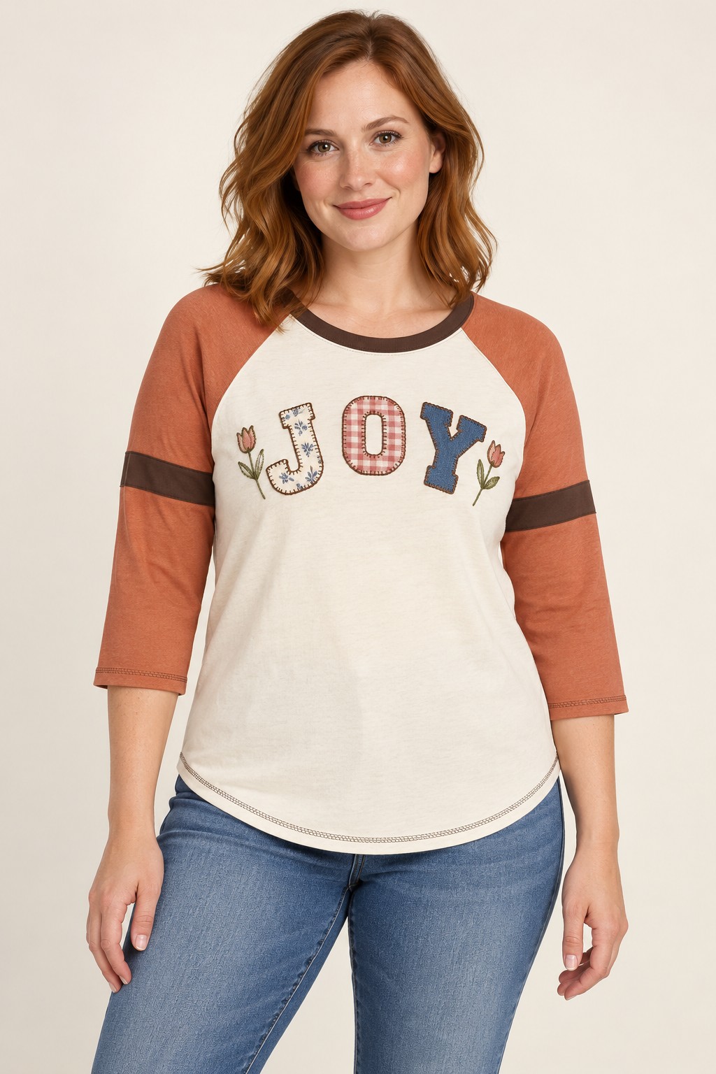 JOY Garden Raglan, Ivory / Terracotta: front