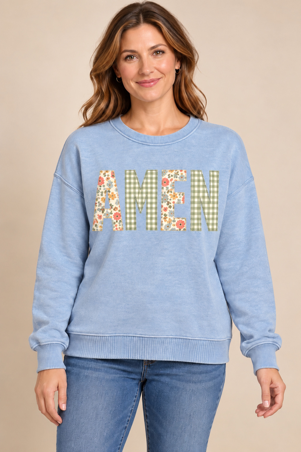 AMEN Spring Patchwork, Sky Blue: front